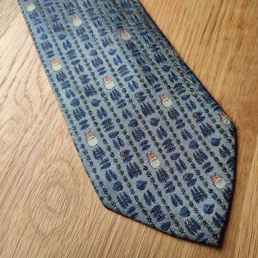 Vintage* Original Ghibli Totoro Necktie • My Neighbor Totoro Neckwear/Ascot/Cravat/Accent Clothes • Blue Silk Neck Tie • Studio Ghibli Gift