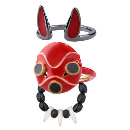 Offizieller Ghibli Sans Maske Dreifachring • Prinzessin Mononoke Ring • Japanischer Anime Schmuck