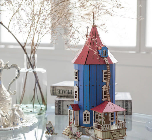 Official Moomin House Wooden Art ki-gu-mi 3D Puzzle • Home Decor/Interior Diorama • Moomintroll, Little My