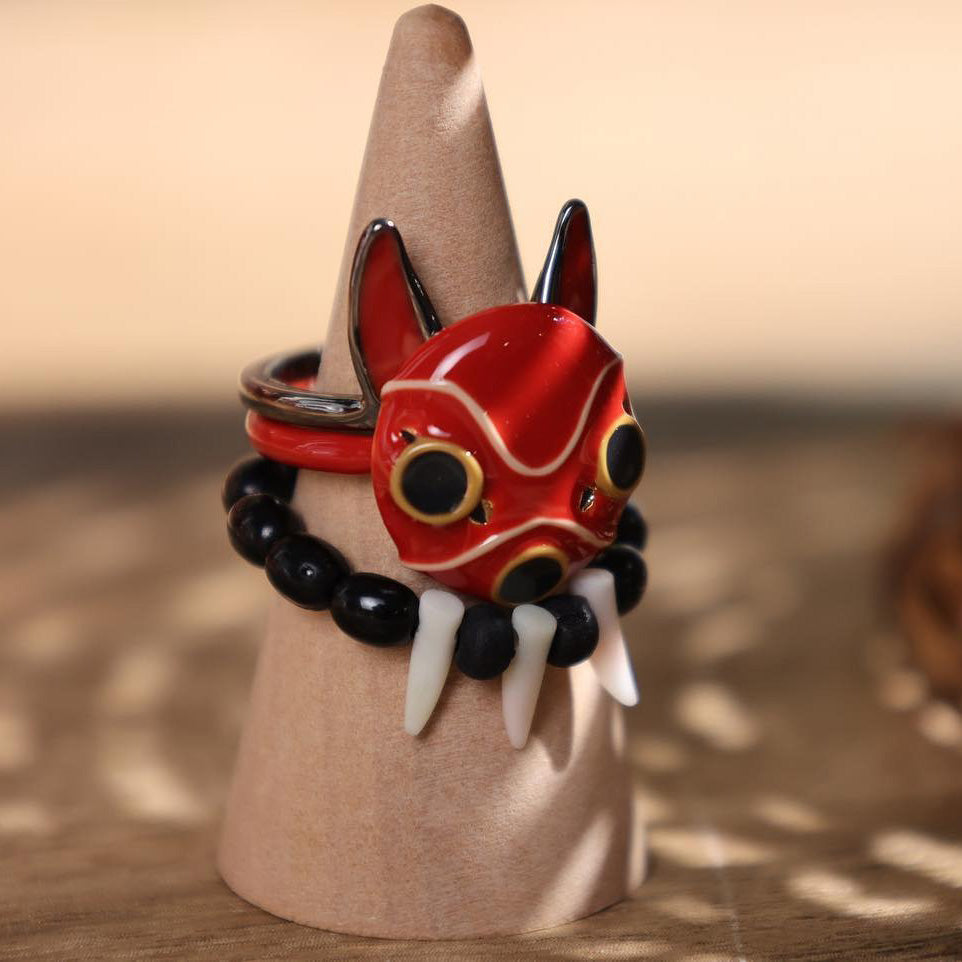 Offizieller Ghibli Sans Maske Dreifachring • Prinzessin Mononoke Ring • Japanischer Anime Schmuck