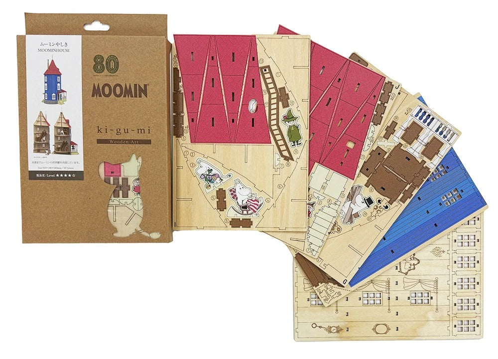 Official Moomin House Wooden Art ki-gu-mi 3D Puzzle • Home Decor/Interior Diorama • Moomintroll, Little My