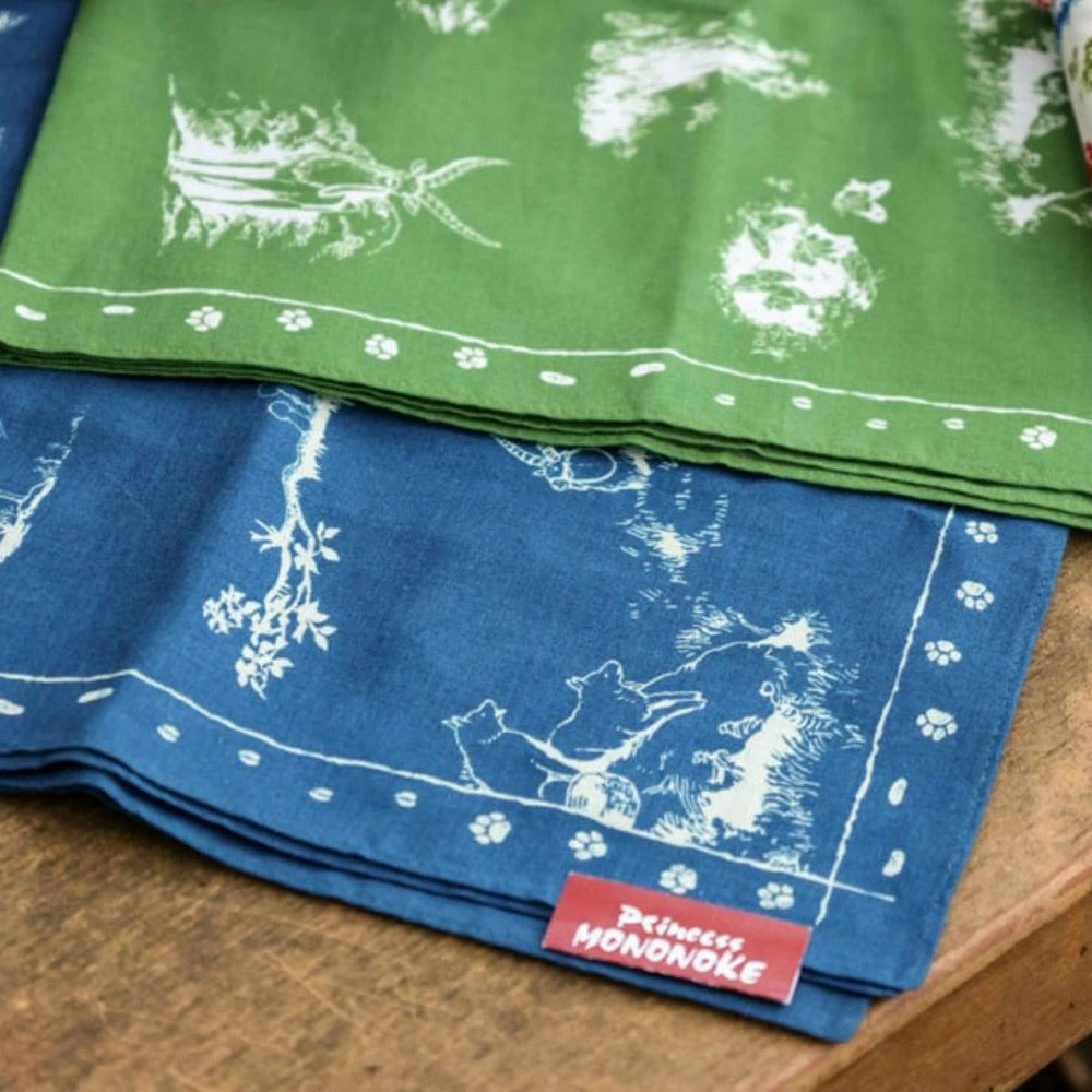 Official Ghibli Mononoke Handkerchief/Tapestry • Princess Mononoke Bandana/Neckerchief/Scarf/Wall Hanging/Interior Decor