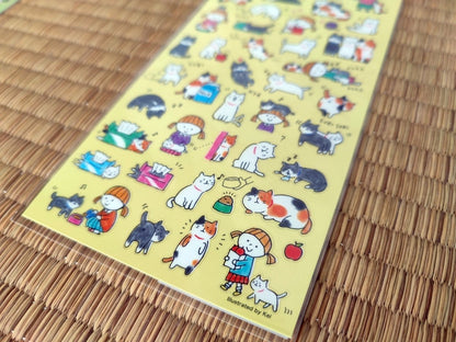 Japanese Artist GoroGoro Cat Sticker Set • Nyansuke Seals • Schedule Book/Notebook/Planner/Diary Mini Stickers • Cat Stickers Gift - Kamaji Market