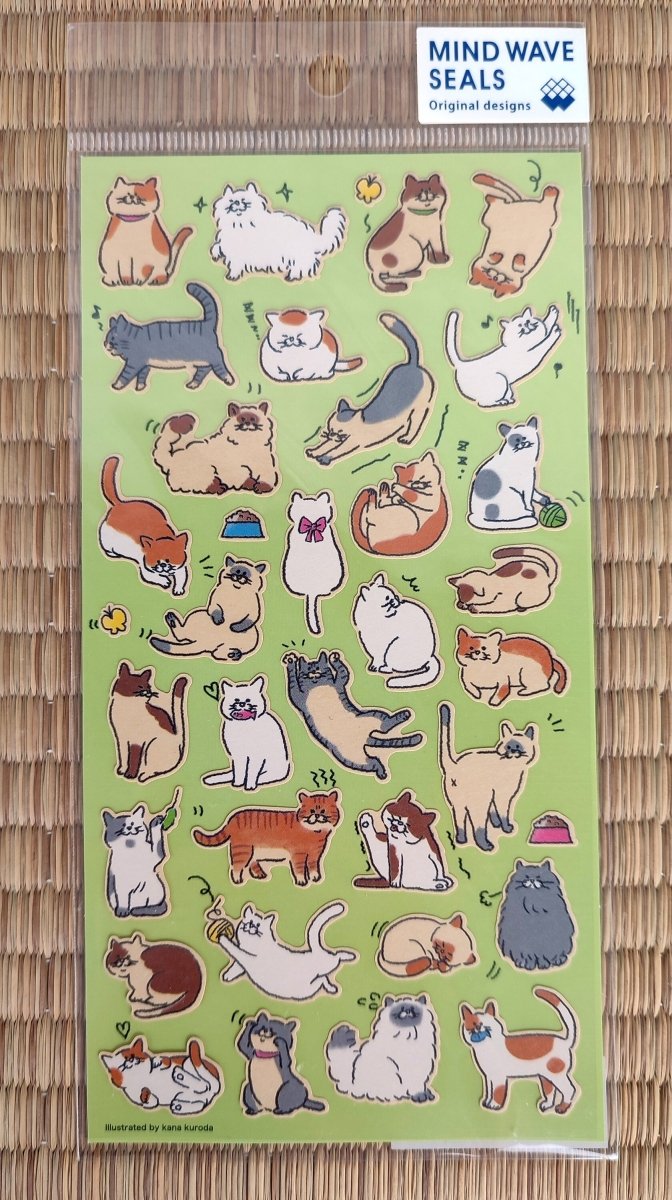 Japanese Artist GoroGoro Cat Sticker Set • Nyansuke Seals • Schedule Book/Notebook/Planner/Diary Mini Stickers • Cat Stickers Gift - Kamaji Market