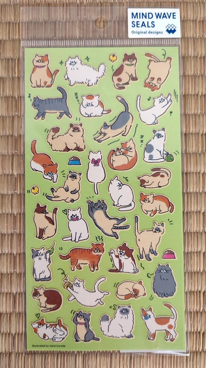 Japanese Artist GoroGoro Cat Sticker Set • Nyansuke Seals • Schedule Book/Notebook/Planner/Diary Mini Stickers • Cat Stickers Gift - Kamaji Market