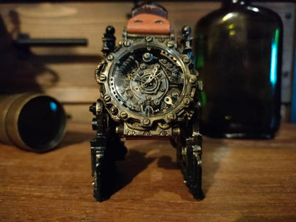 Japanese Handmade Steampunk Watch • Brass - Leather Wrist Watches • Koji Shinohara Craftsman Watch • Sci - fi, Mechanic, Victorian Futurism Gift - Kamaji Market