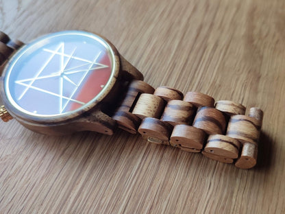 Japanese Handmade Wrist Watch "NOZ" • Made of Carnelian, Zebra Wood • Swiss Movement - Kamaji Market