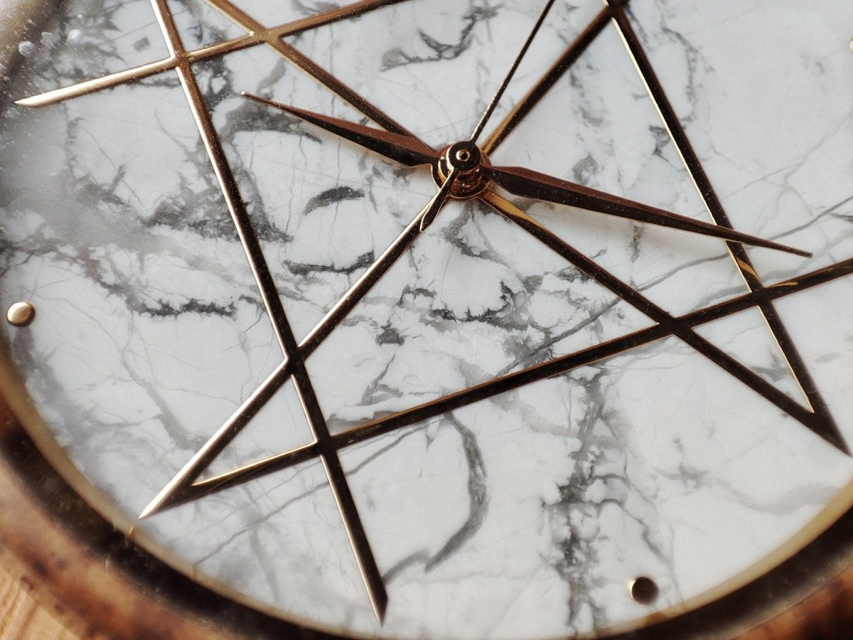 Japanese Handmade Wrist Watch "NOZ" • Made of Howlite, Zebra Wood • Swiss Movement - Kamaji Market