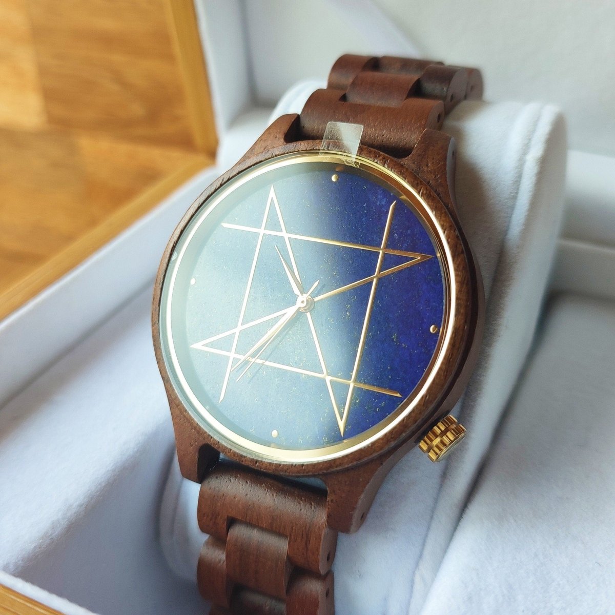 Japanese Handmade Wrist Watch "NOZ" • Made of Lapis Lazuli, Walnut • Swiss Movement - Kamaji Market