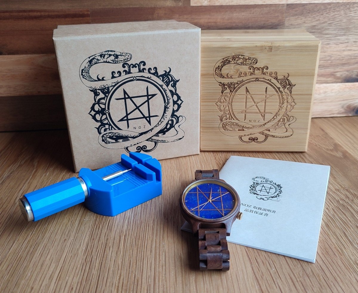 Japanese Handmade Wrist Watch "NOZ" • Made of Lapis Lazuli, Walnut • Swiss Movement - Kamaji Market