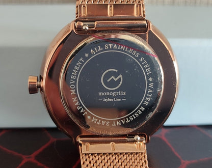 Japanese Watch with Moon Phase Calendar "Monogriis" • Large Round Wrist Watches for Men/Women • Stars, Space, Cosmos, Moon, Romantic - Kamaji Market