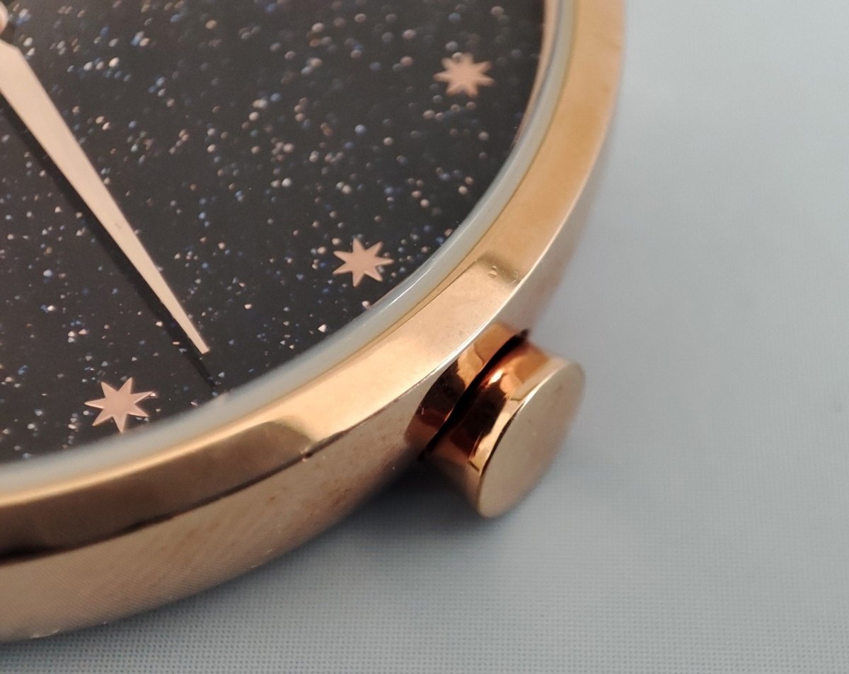 Japanese Watch with Moon Phase Calendar "Monogriis" • Large Round Wrist Watches for Men/Women • Stars, Space, Cosmos, Moon, Romantic - Kamaji Market