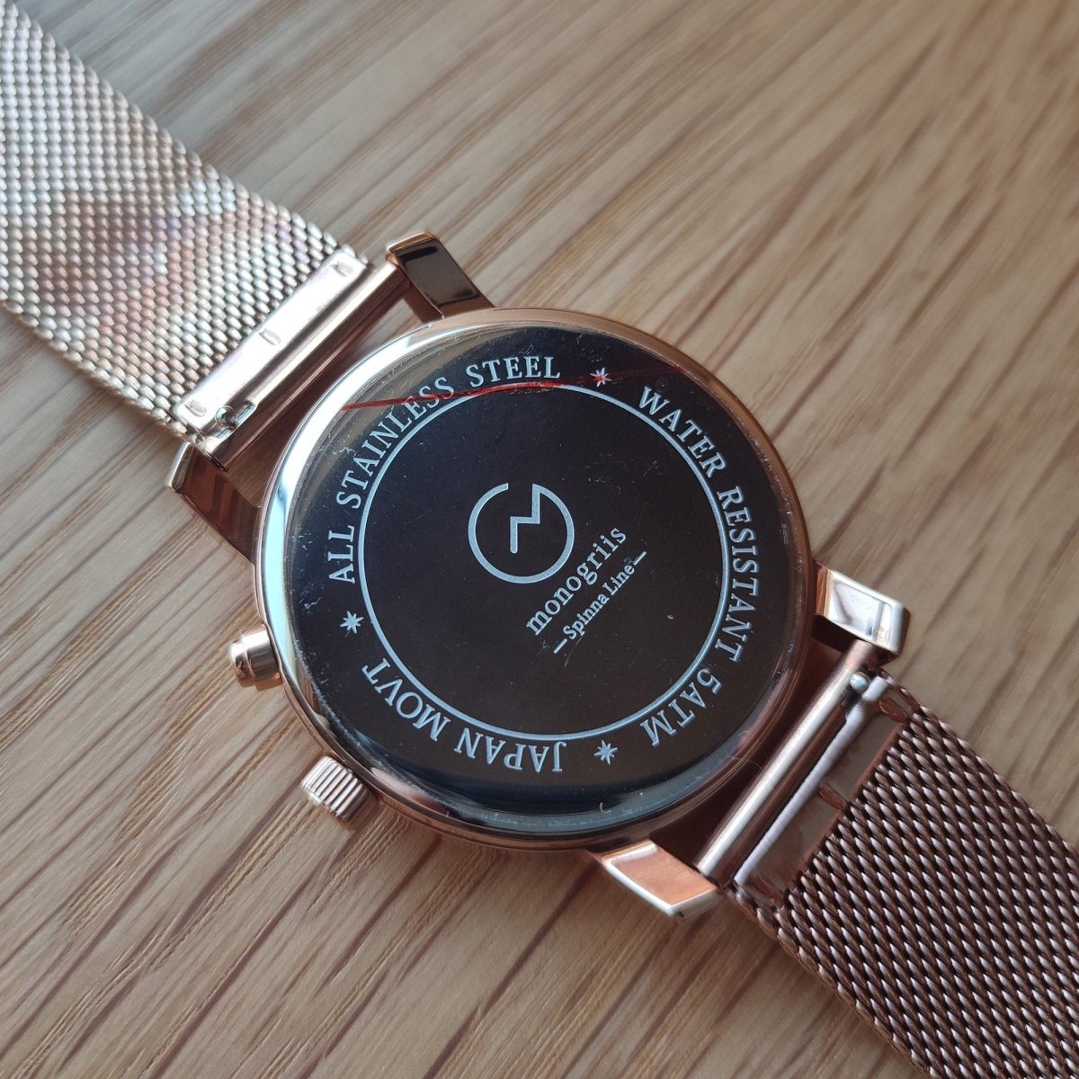 Japanese Wrist Watch "Monogriis" • Black Onyx Dial with Moon Phase Calendar - Kamaji Market