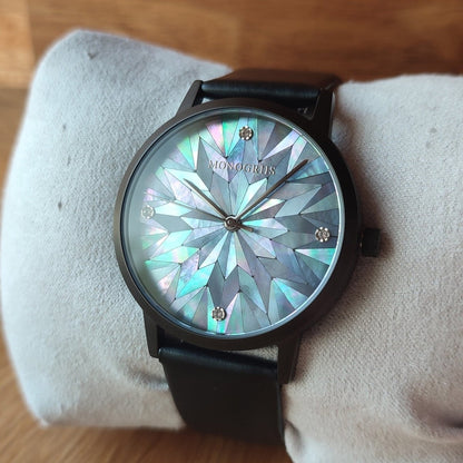 Japanese Wrist Watch "Monogriis" • Mother of Pearl Dial, Leather Band - Kamaji Market