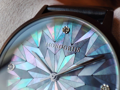Japanese Wrist Watch "Monogriis" • Mother of Pearl Dial, Leather Band - Kamaji Market