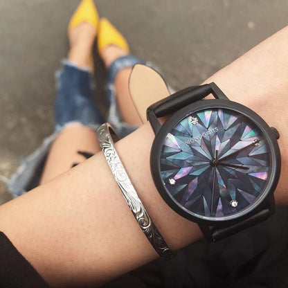 Japanese Wrist Watch "Monogriis" • Mother of Pearl Dial, Leather Band - Kamaji Market