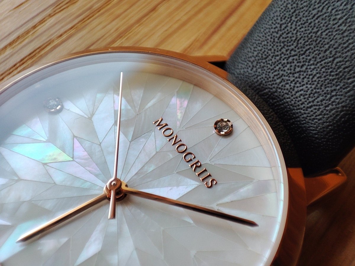 Japanese Wrist Watch "Monogriis" • Mother of Pearl Dial, Leather Band - Kamaji Market