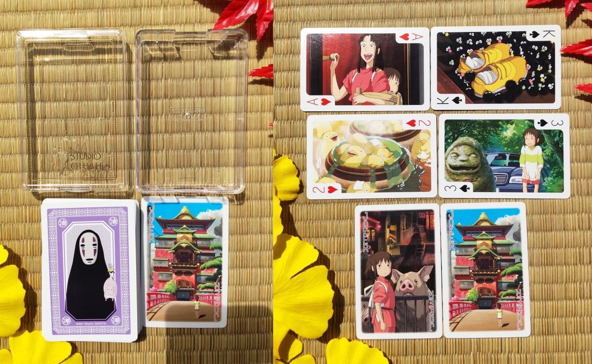 Official Ghibli 54 Playing Cards/Deck • Totoro, Laputa, Spirited Away, Mononoke, Kikis Delivery, Ponyo, Howl, Whisper - Kamaji Market