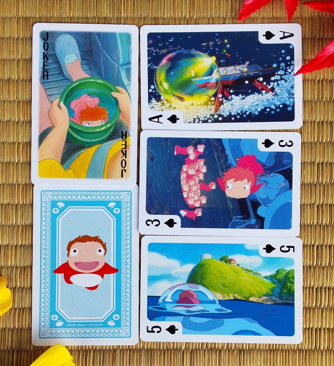 Official Ghibli 54 Playing Cards/Deck • Totoro, Laputa, Spirited Away, Mononoke, Kikis Delivery, Ponyo, Howl, Whisper - Kamaji Market