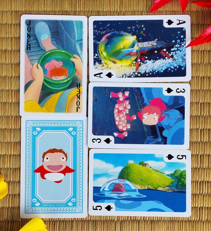 Official Ghibli 54 Playing Cards/Deck • Totoro, Laputa, Spirited Away, Mononoke, Kikis Delivery, Ponyo, Howl, Whisper - Kamaji Market