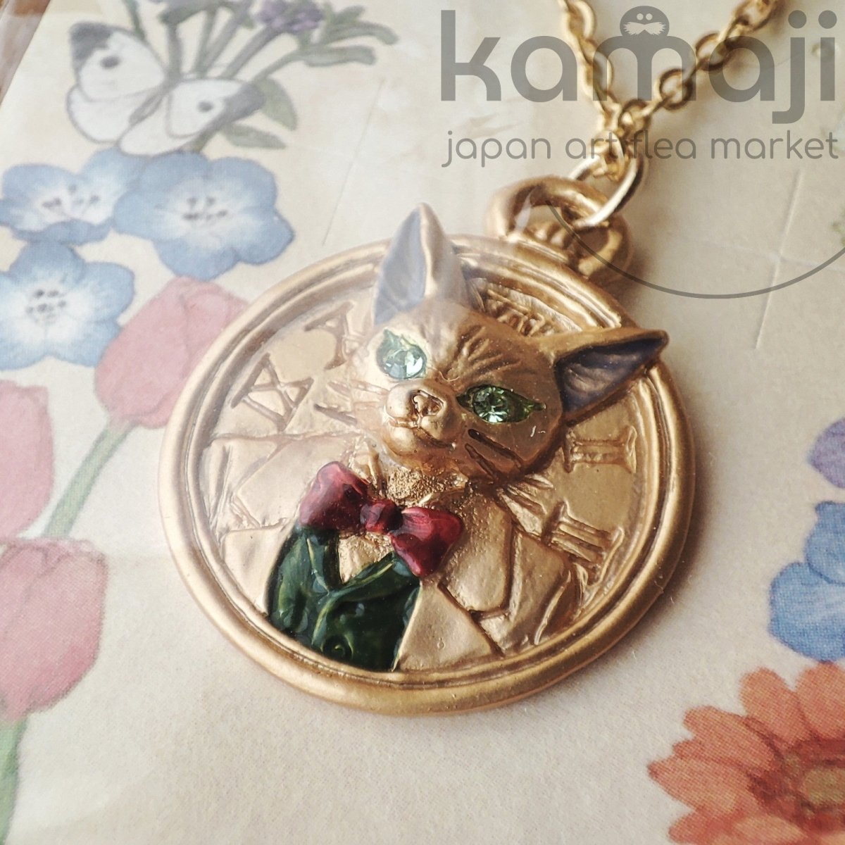 Official Ghibli Baron Brass Necklace • Whisper of the Heart/The Cat Returns Brass Pendant • Handmade in Japan - Kamaji Market