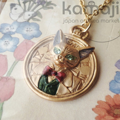Official Ghibli Baron Brass Necklace • Whisper of the Heart/The Cat Returns Brass Pendant • Handmade in Japan - Kamaji Market
