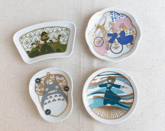 Official Ghibli Bean Plate Set of 4 • Totoro, Kiki, Nausicaa, Laputa Side Dish/Snack/Crockery • Japanese Mamezara - Kamaji Market