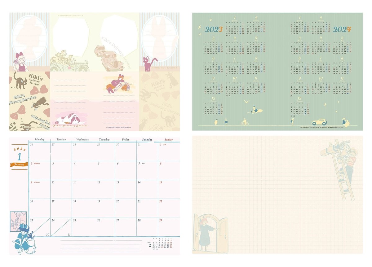 Official Ghibli Book Cover with 2023 Planner • Kikis Delivery Service A6 Schedule Book/Notebook/Calendar/Diary • Jiji Gigi Anime Gift - Kamaji Market