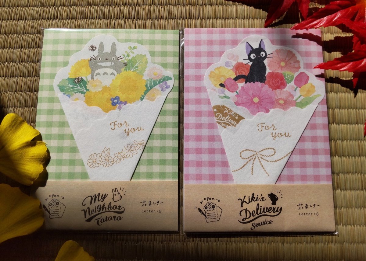 Official Ghibli Bouquet Letter Set • My Neighbor Totoro, Kikis Delivery Service Writing Paper/Message Card • Anime Japanese Stationery Gift - Kamaji Market