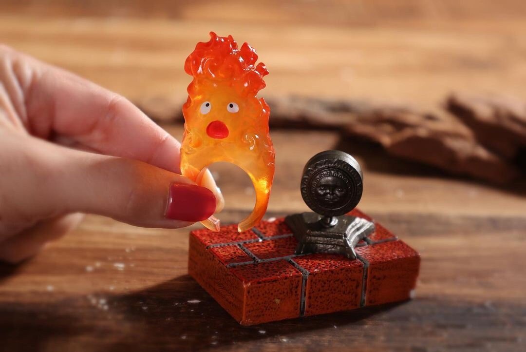 Official Ghibli Calcifer Figure "Ring" (Set of 6) • Howls Moving Castle Figurine/Mini Statue/Replica/Home Decor/Interior Diorama Anime Gift - Kamaji Market