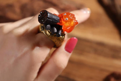 Official Ghibli Calcifer Figure "Ring" (Set of 6) • Howls Moving Castle Figurine/Mini Statue/Replica/Home Decor/Interior Diorama Anime Gift - Kamaji Market
