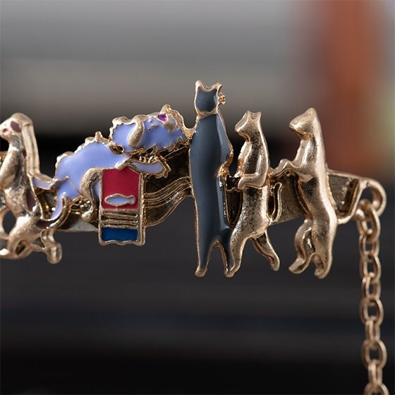 Official Ghibli Cat Procession Bracelet Adjustable • The Cat Returns, Whisper of the Heart • Japanese Anime Jewelry - Kamaji Market
