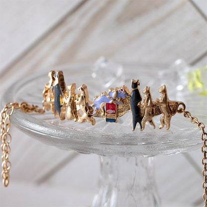 Official Ghibli Cat Procession Bracelet Adjustable • The Cat Returns, Whisper of the Heart • Japanese Anime Jewelry - Kamaji Market