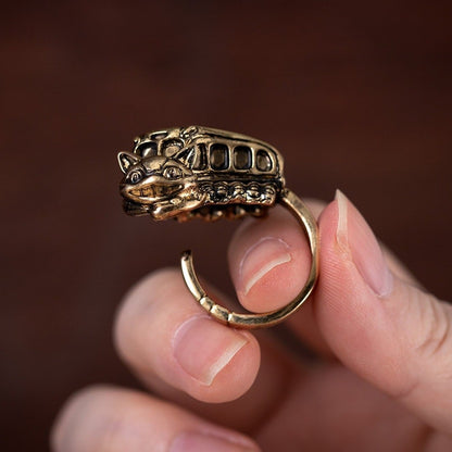 Official Ghibli Catbus Ring Free Size US6 • My Neighbor Totoro Brass Ring • Japanese Jewelry - Kamaji Market