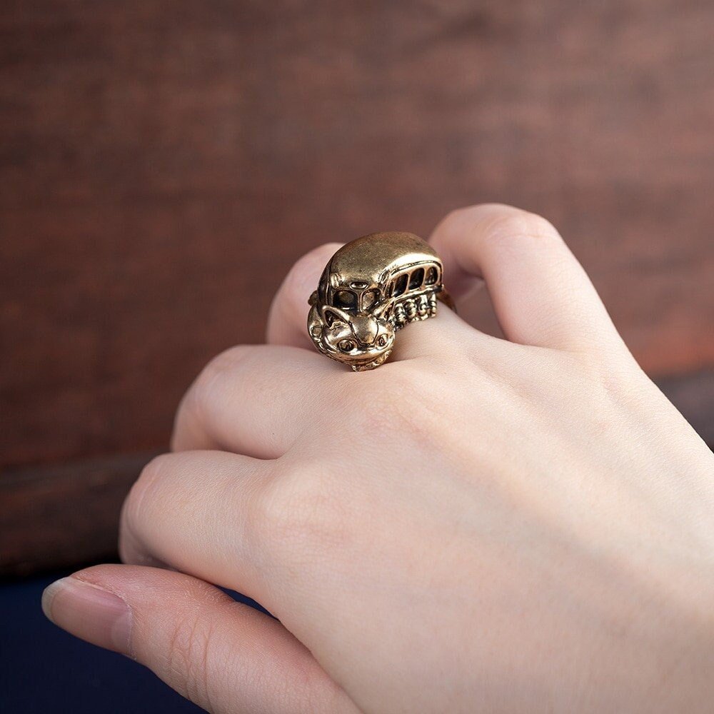 Official Ghibli Catbus Ring Free Size US6 • My Neighbor Totoro Brass Ring • Japanese Jewelry - Kamaji Market