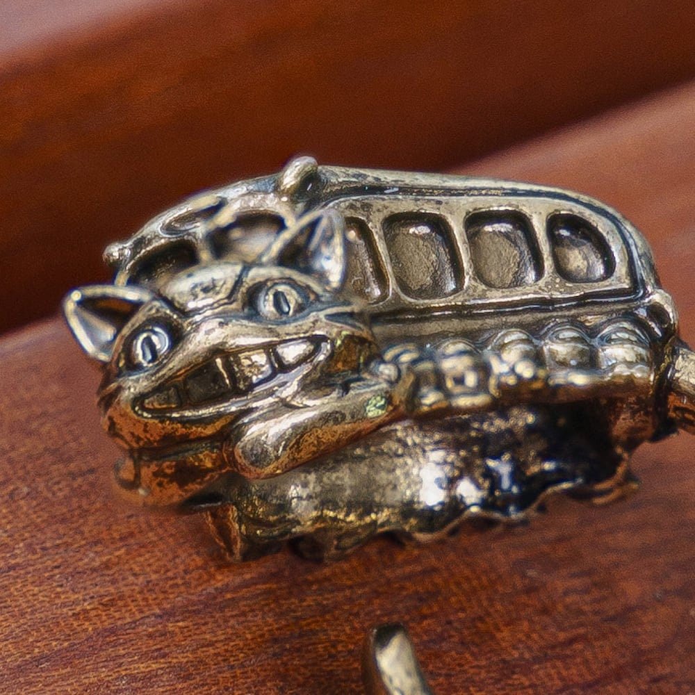Official Ghibli Catbus Ring Free Size US6 • My Neighbor Totoro Brass Ring • Japanese Jewelry - Kamaji Market
