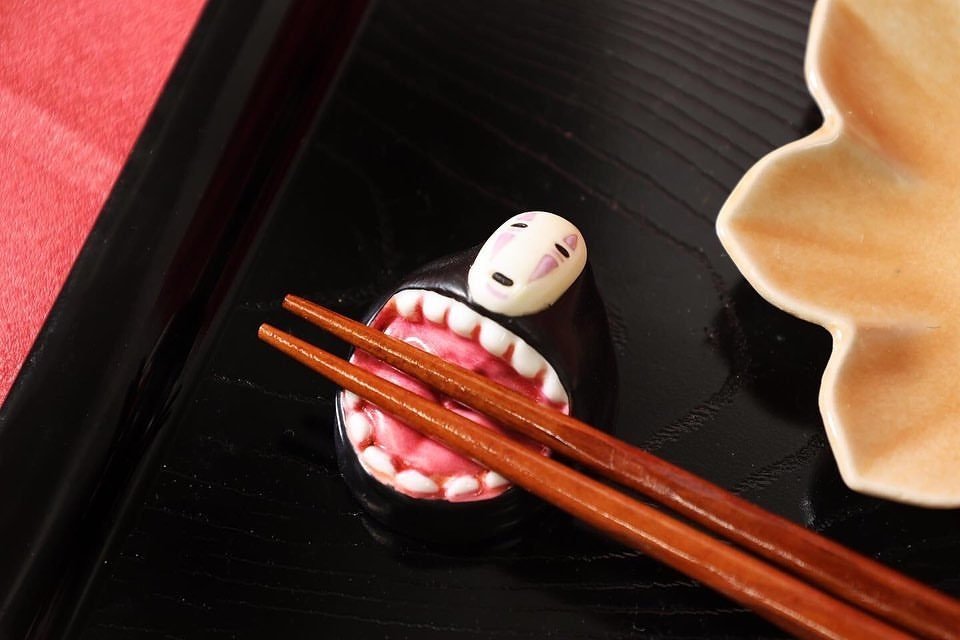 Official Ghibli Ceramic Chopsticks Rest Set of 4 • Spirited Away Figurine/Home Decor • No Face/Bo Mouse - Kamaji Market