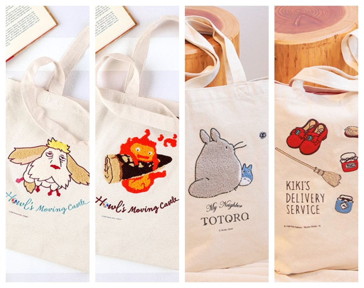 Official Ghibli Fluffy Tote/Shoulder Bag • Calcifer, Hin, Jiji Shopping Bag/Shopper/Eco Handbag/Hobo • Howl, Totoro, Kikis Delivery Gift - Kamaji Market