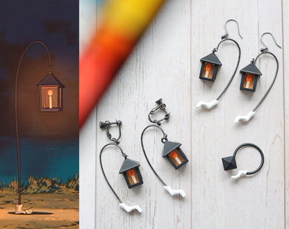 Official Ghibli Guiding Lantern Ring, Pierced Earrings • Spirited Away Jewelry • Japanese Jewellery Bijouterie - Kamaji Market