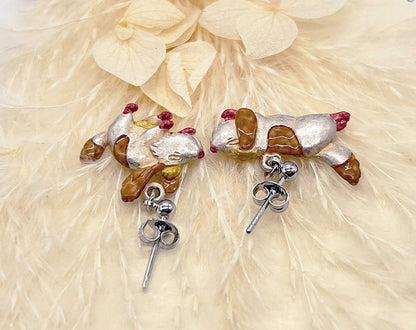 Official Ghibli Hin Dog Earrings • Howls Moving Castle Handmade Earrings • Anime Japanese Jewelry - Kamaji Market
