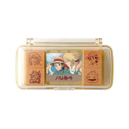 Official Ghibli Howl 4x Stamps Set • Howls Moving Castle Engraved Block with Red Ink • Calcifer, Sophie - Kamaji Market