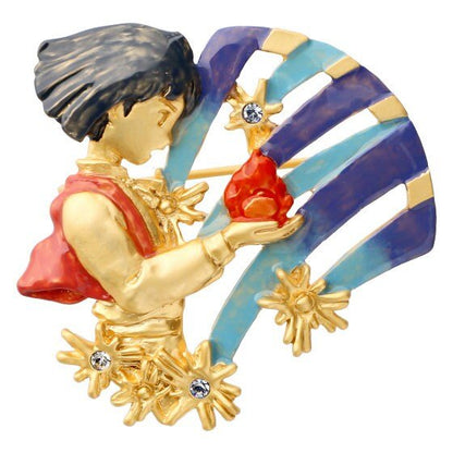 Official Ghibli "Howl and Calcifer" Handmade Brooch • Howls Moving Castle Pin/Badge/Breastpin/Clip • Donguri Closet Exclusive - Kamaji Market