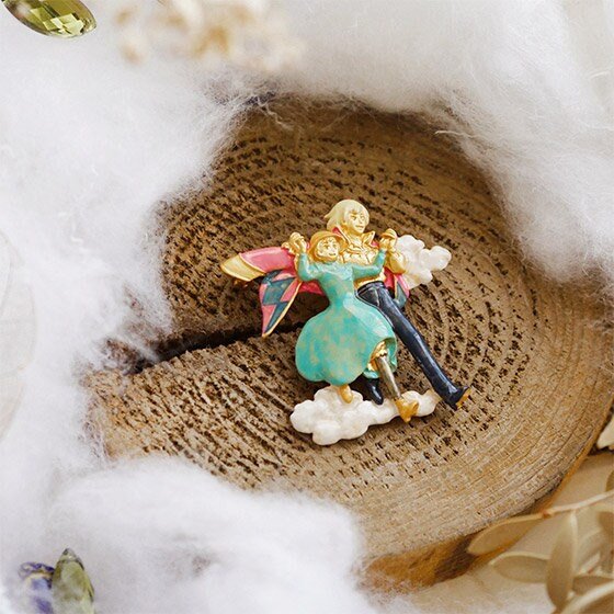 Official Ghibli "Howl and Sophie" Handmade Brooch • Howls Moving Castle Pin/Badge/Breastpin/Clip • Donguri Closet Exclusive - Kamaji Market
