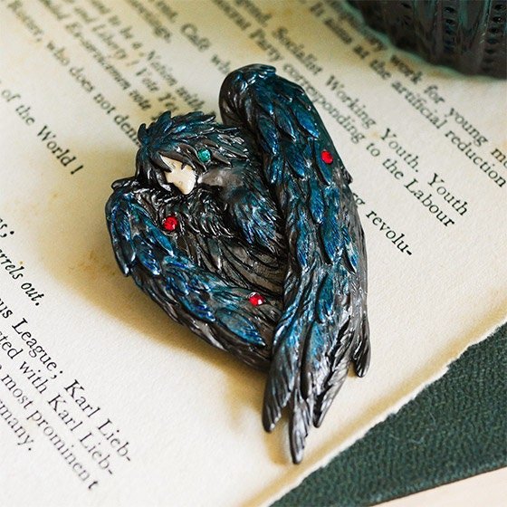 Official Ghibli "Howl-Bird" Handmade Brooch • Howls Moving Castle Pin/Badge/Breastpin/Clip • Donguri Closet Exclusive - Kamaji Market