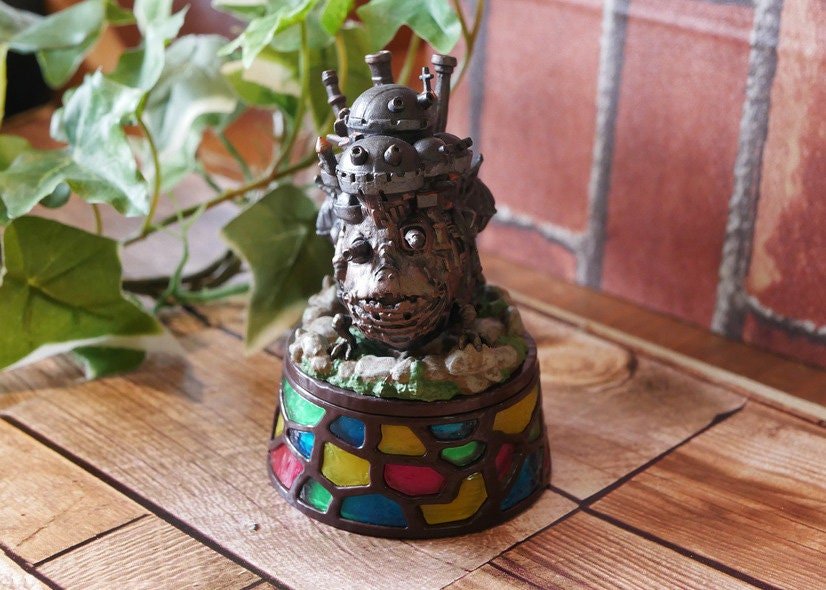 Official Ghibli Howl Figure/Jewelry Box • Howls Moving Castle Figurine/Statue/Replica/Interior Decor/Diorama • Stained Glass Design Gift - Kamaji Market