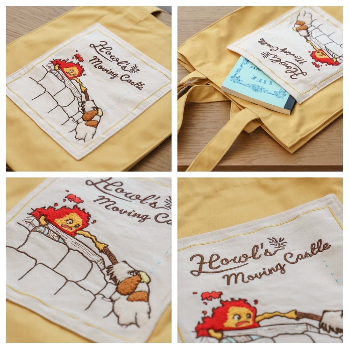 Official Ghibli Howl Tote Bag/Card Case • Howls Moving Castle Shoulder Bag/Shopper/Handbag/Hobo/Pass Case • Calcifer, Hin - Kamaji Market