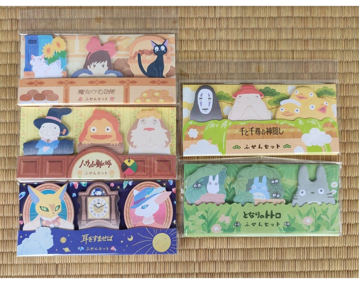 Official Ghibli Howl, Whisper, Kiki Sticky Note Set • Memo Pad/Notepad/Message Card • Calcifer, Hin, Baron, Jiji • Studio Ghibli Stationery - Kamaji Market