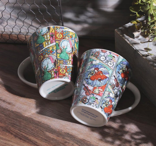 Official Ghibli Howl/Baron Mug Cup • Howls Moving Castle/Whisper of the Heart Tableware • Stained Glass Style • Japanese Ceramic Gift - Kamaji Market