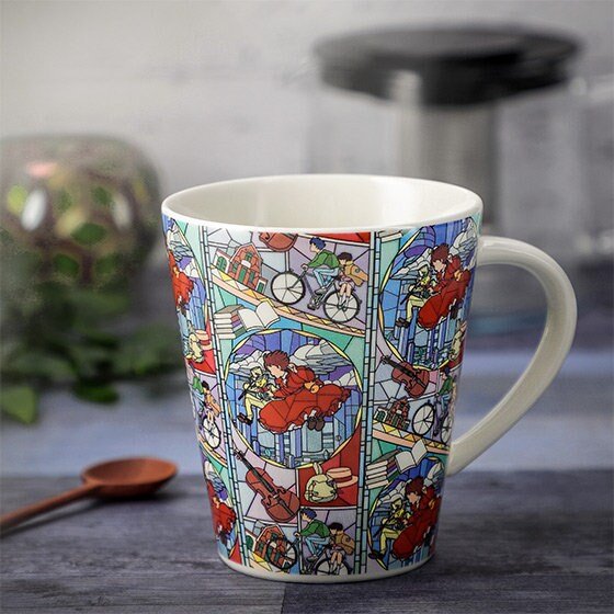 Official Ghibli Howl/Baron Mug Cup • Howls Moving Castle/Whisper of the Heart Tableware • Stained Glass Style • Japanese Ceramic Gift - Kamaji Market
