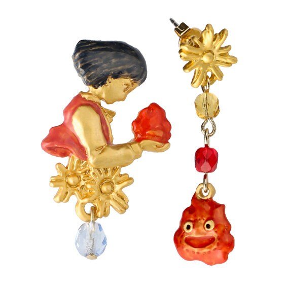 Official Ghibli Howl/Calcifer Earrings • Howls Moving Castle Handmade Earrings • Anime Japanese Jewelry - Kamaji Market